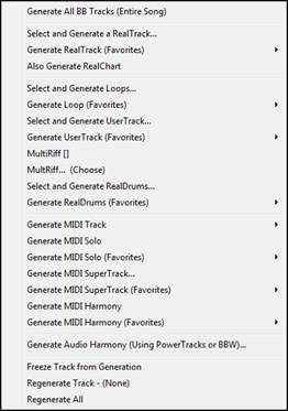 Generate toolbar button menu